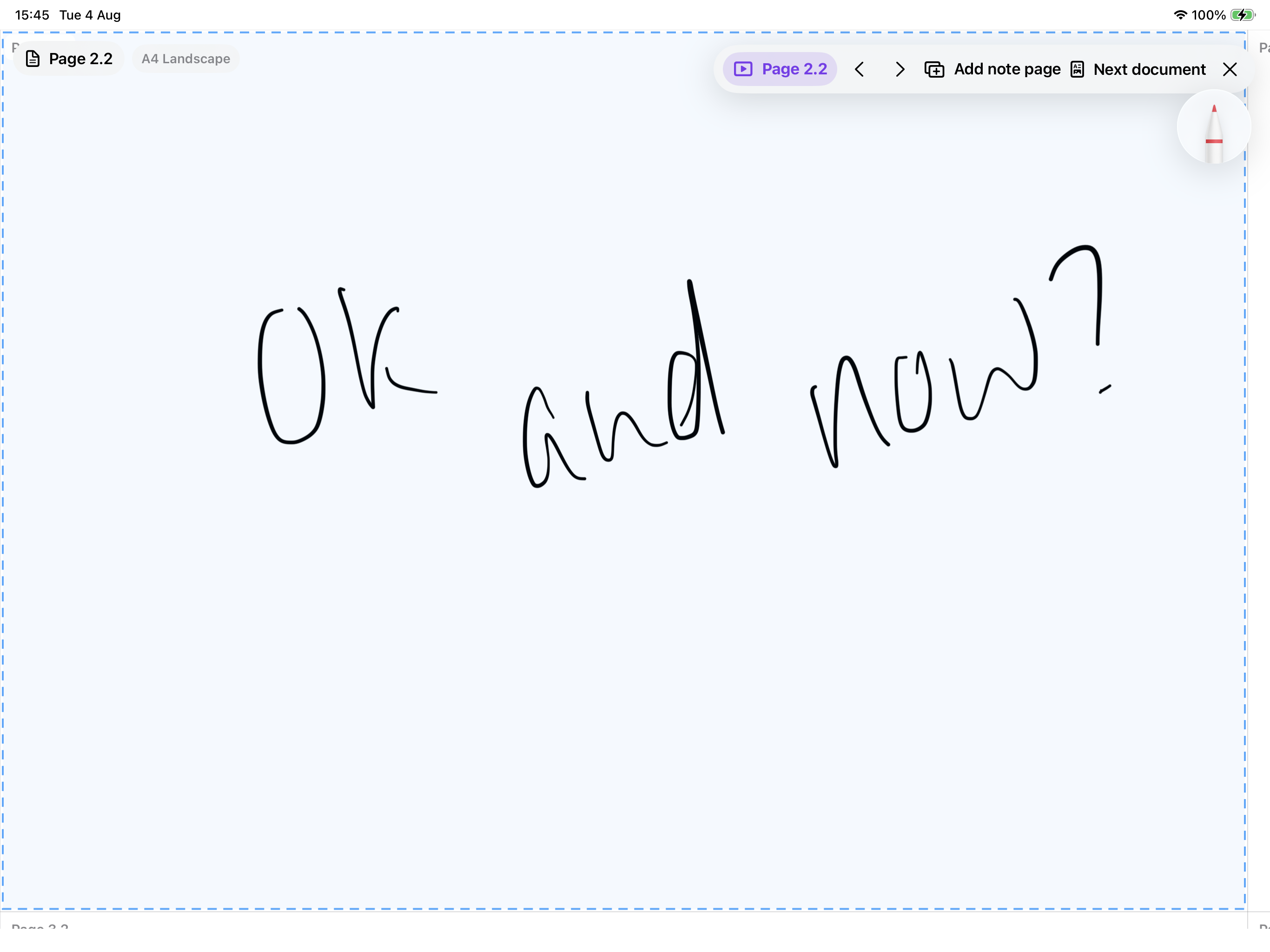 Peregra presentation mode showing handwritten lesson notes on iPad
